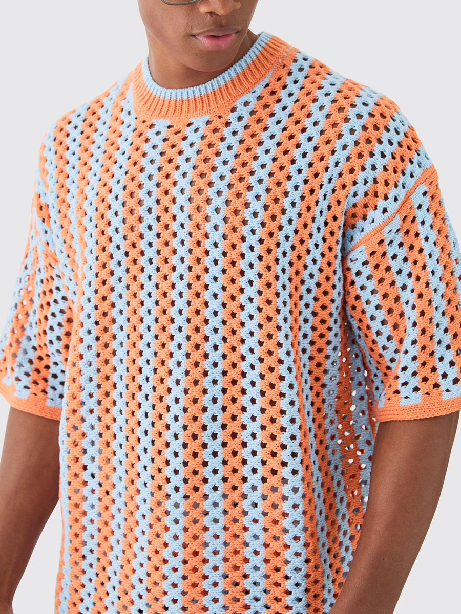 Oversized Open Stitch T-Shirt Short Knitted Set?