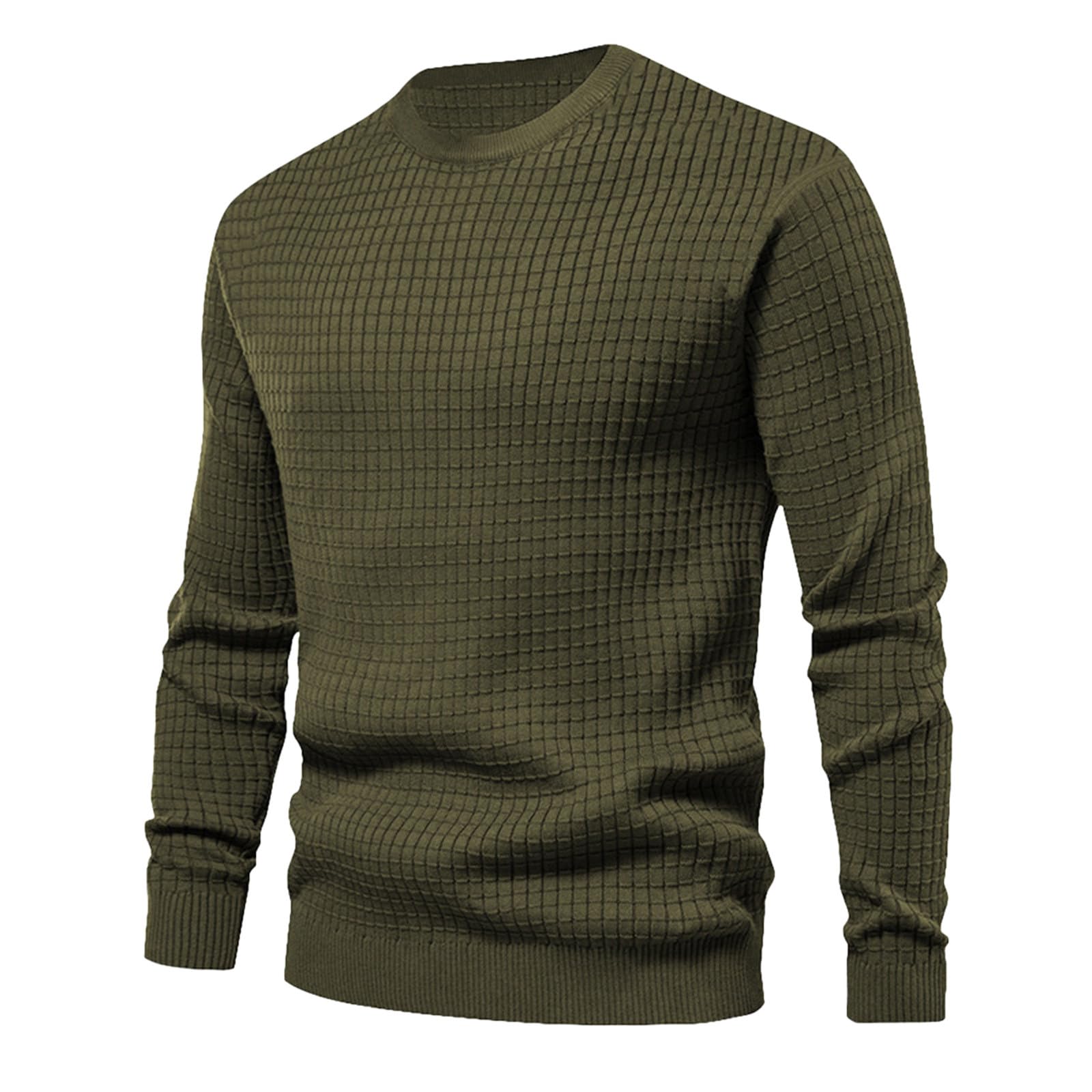 Men's Waffle Long Sleeve Casual Knitted Tops For Men