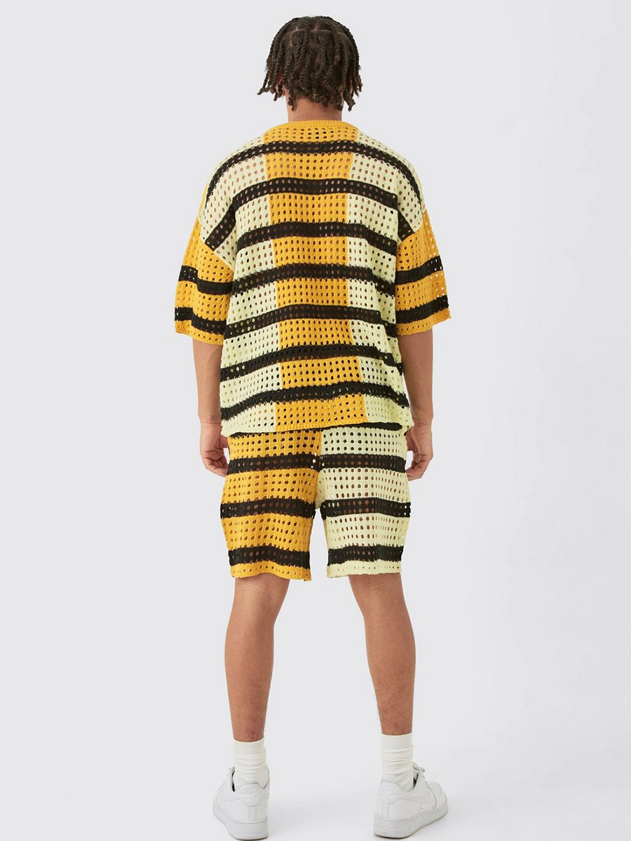 Oversized Open Stitch T-Shirt Short Knitted Set?