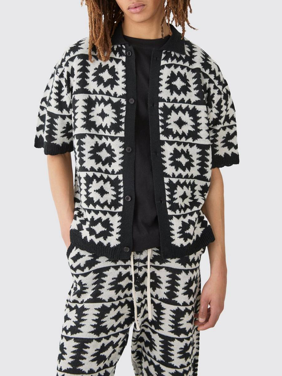 Boxy Open Stitch Crochet Polo Trousers Knitted Set?