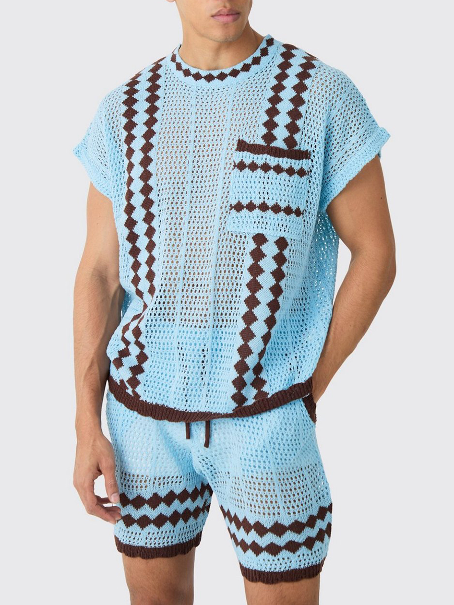 Oversized Open Stitch Tank Short Knitted Set?