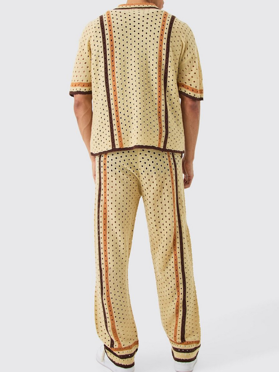 Boxy Open Stitch Polo Trousers Knitted Set?