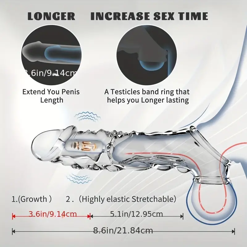 1pc vibrating penis sleeve with penis ring for male masturbate and couple sex supplies 0