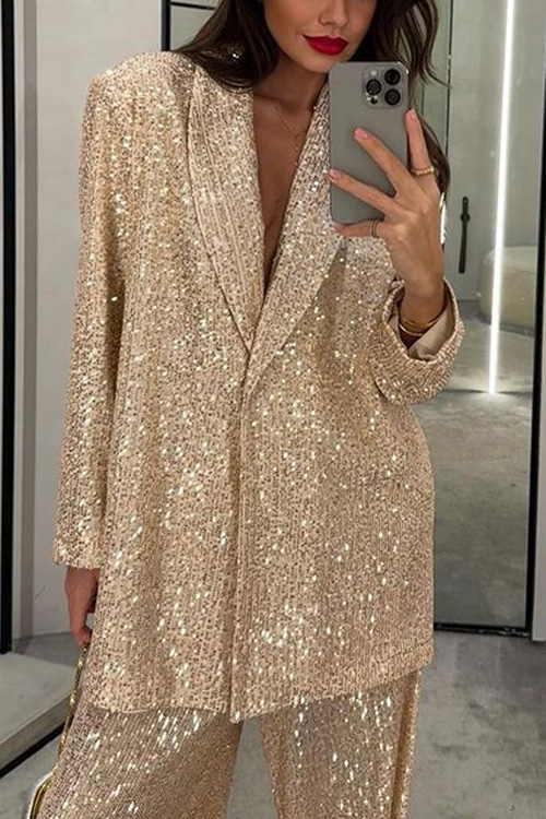 Kathiadress Sequined suit jacket and trousers set