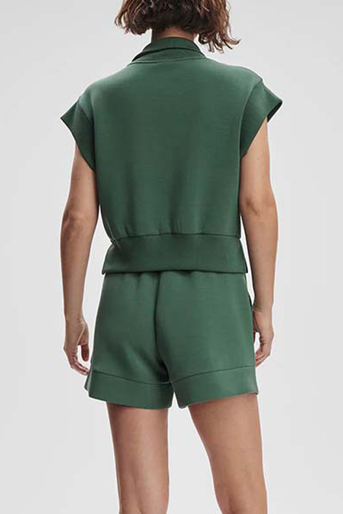 Kathiadress  Short-sleeved sweatshirt zipper pocket suit