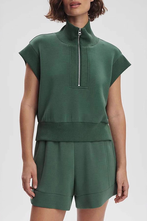 Kathiadress  Short-sleeved sweatshirt zipper pocket suit
