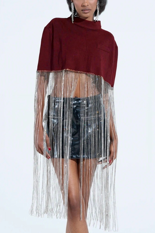 Kathiadress Zippered Tassel Loose Top