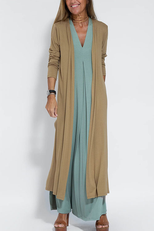 Kathiadress Solid color relaxed flowing cardigan