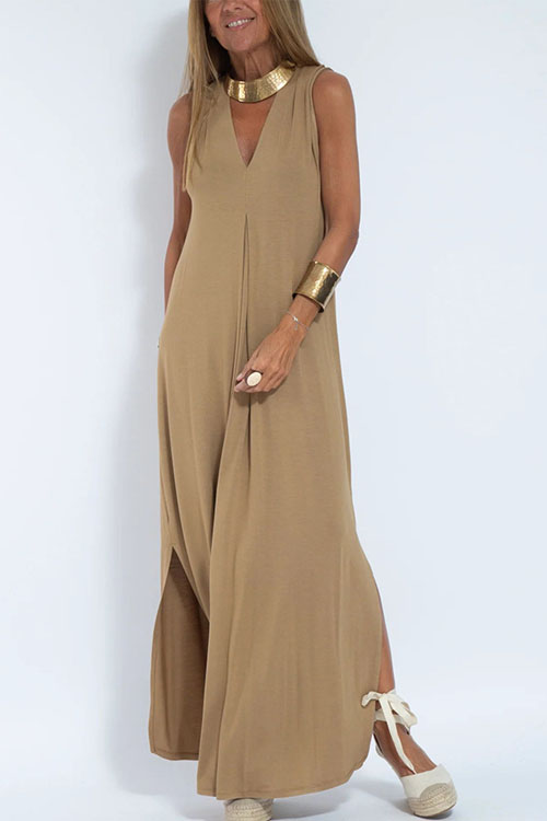 Kathiadress relaxed flowing V-neck vest dress