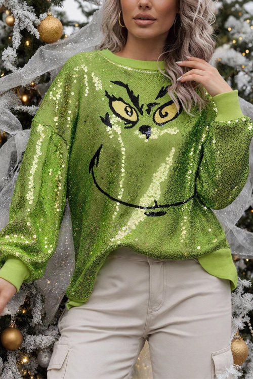 Kathiadress Quirky Christmas sequined top