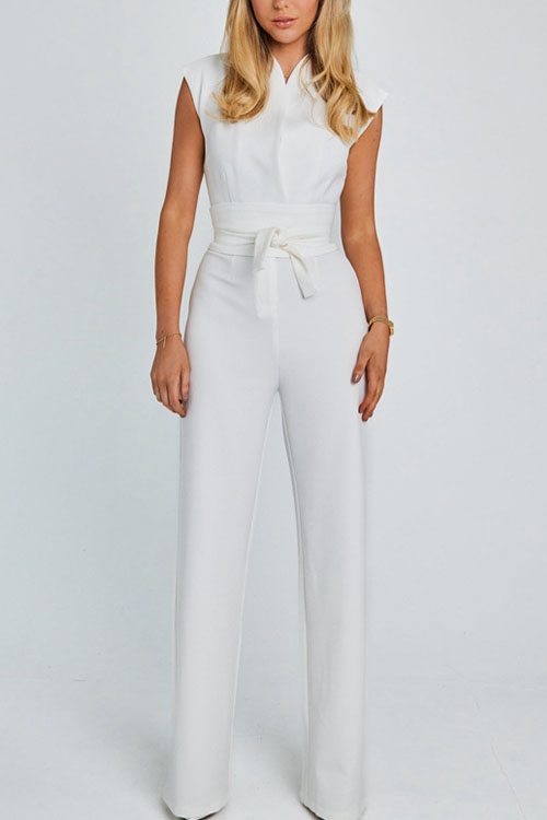 Kathiadress Solid color fashion thin wide-leg jumpsuit