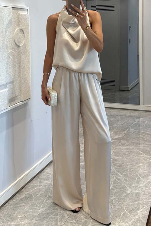 Kathiadress sleeveless satin trouser suit