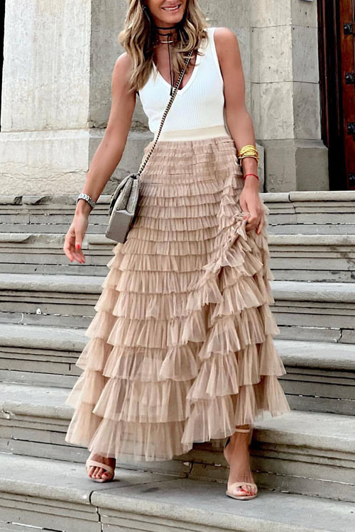kathiadress Fashionable mesh cake skirt