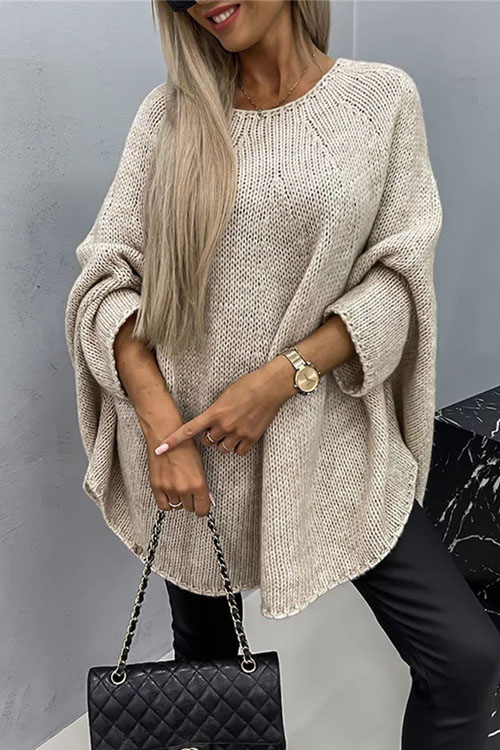 Kathiadress Cape poncho style fashionable knitted shawl sweater
