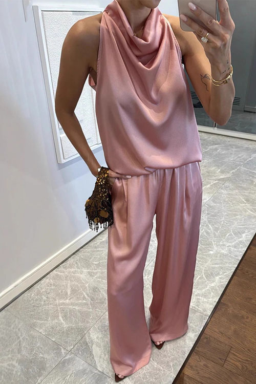 Kathiadress sleeveless satin trouser suit