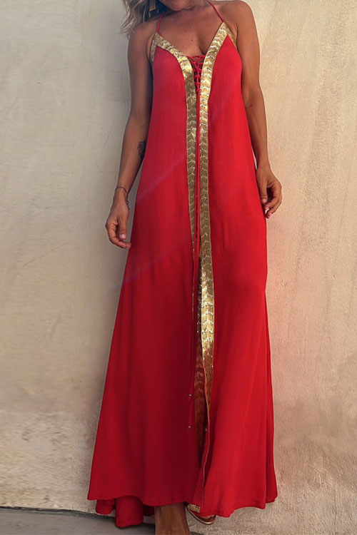 Kathiadress  Lace-up halterneck loose resort dres
