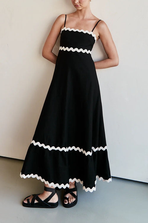Kathiadress Elegant wavy edges suspender dress 