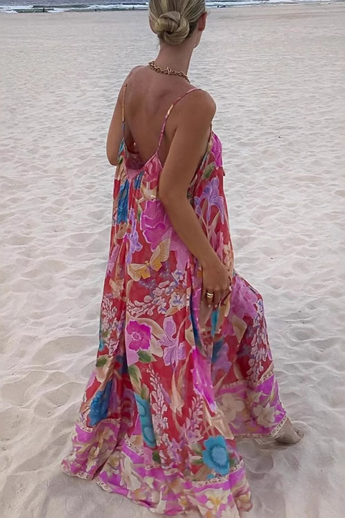 Kathiadress Printed Halter INS Loose Casual Holiday Dress