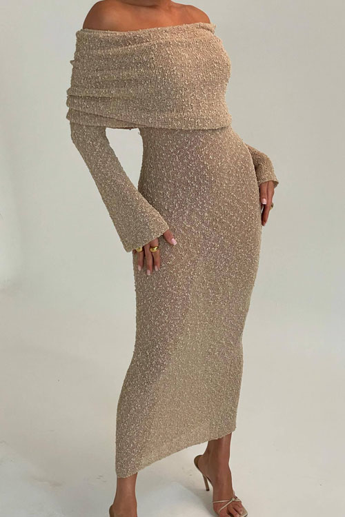 Kathiadress Beach Holiday Sexy Knit Hollow Out One Neck Long Dress Cover Up