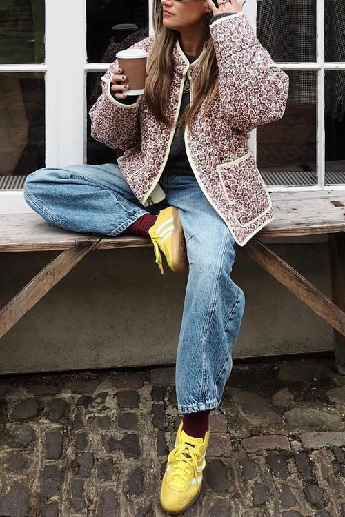 Kathiadress Loose Casual Printed Cotton Jacket