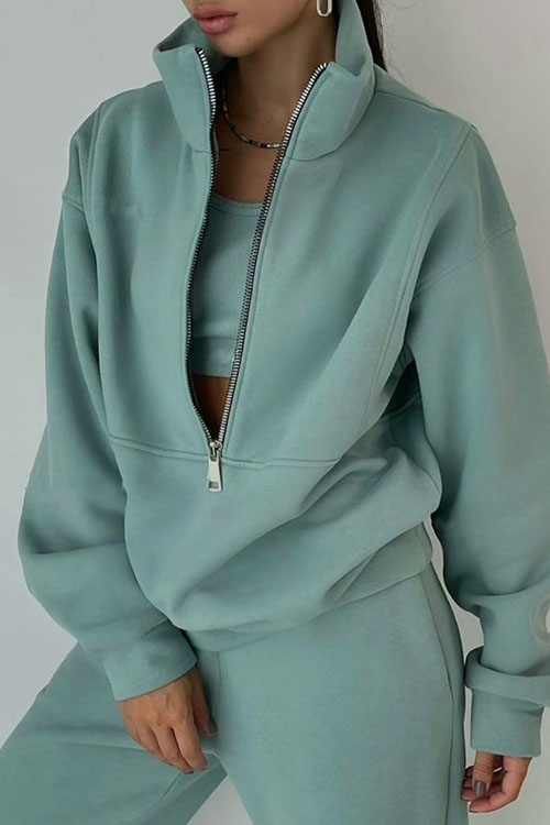 Kathiadress Fleece Sporty Street Style Casual Two-Piece Set