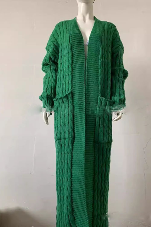 Kathiadress Pocket Thick Long Cardigan Sweater