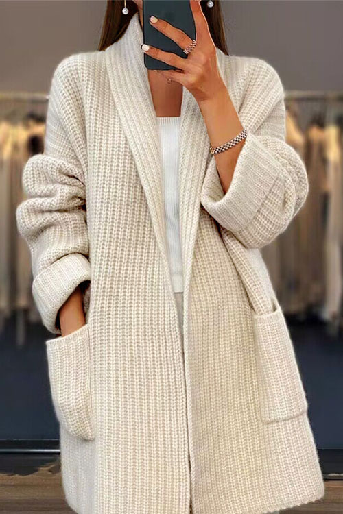 Kathiadress V-neck Knitted Loose Pockets Cardigan Sweater