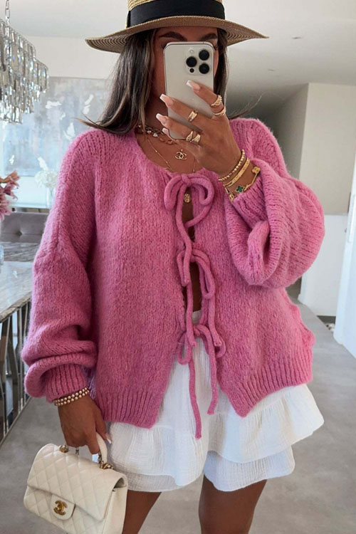 Kathiadress Solid Color Minimalist Knot Sweater