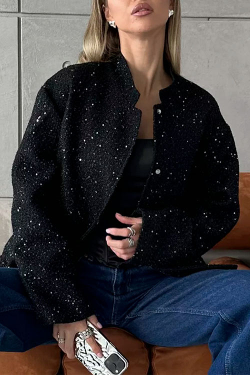 Kathiadress Sequin embellished stand collar jacket