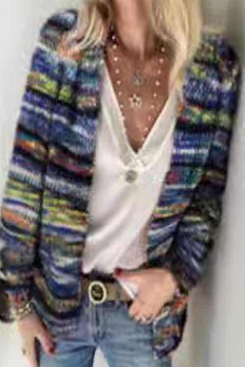 Kathiadress Colorful Striped Knit Cardigan