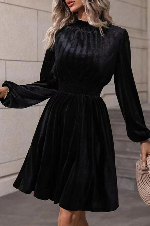 Kathiadress Velvet Long Sleeve Fashion Dress