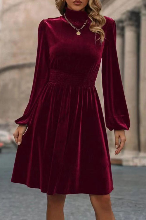 Kathiadress Velvet Long Sleeve Fashion Dress