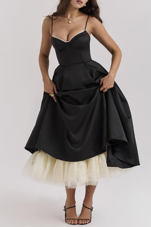 Kathiadress V-Neck Sleeveless Puffy Dress