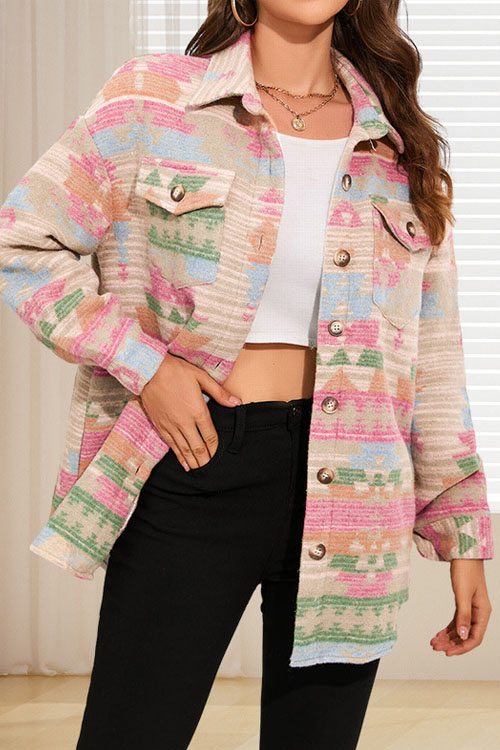 Kathiadress Western Print Single-Breasted Minimalist Jacket