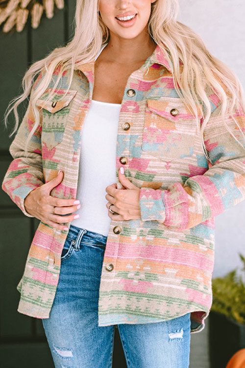 Kathiadress Western Print Single-Breasted Minimalist Jacket