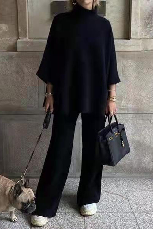 Kathiadress autumn casual solid color knitted suit
