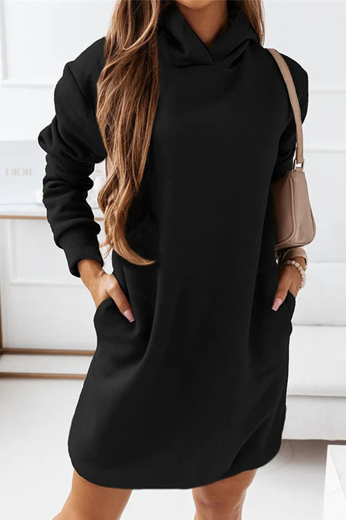 Kathiadress Hooded long sleeve solid color DRESS