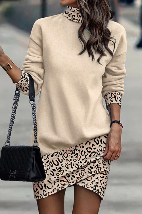 Kathiadress  Long sleeve turtleneck printed irregular dress