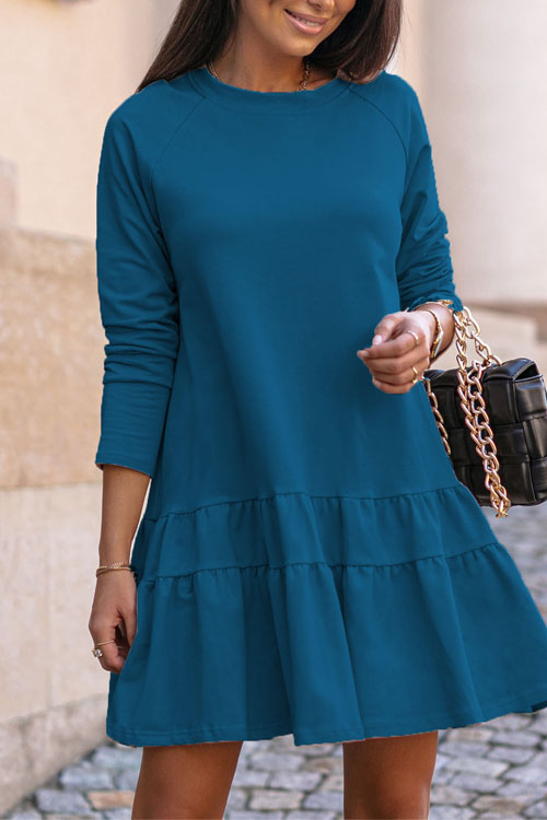 Kathiadress  Loose round neck ruffle  home dress