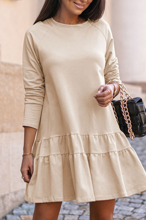 Kathiadress  Loose round neck ruffle  home dress