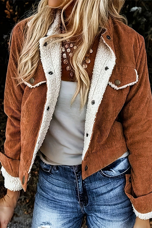 Kathiadress Plush shearling  corduroy patchwork jacket