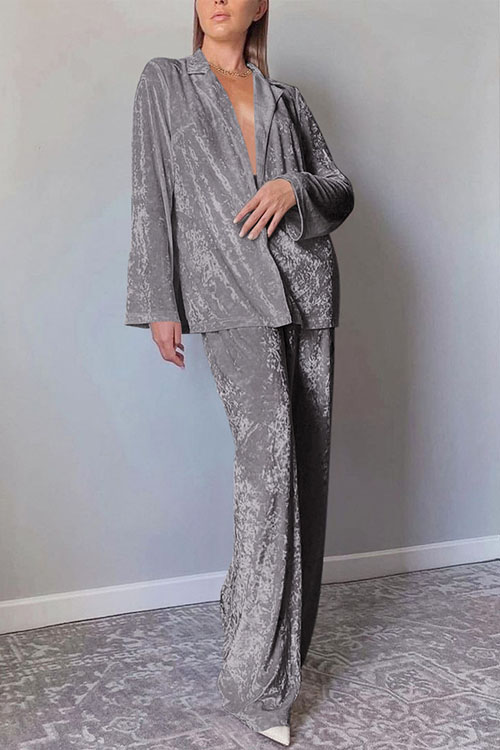 Kathiadress Warm thickened velvet loungewear and pajamas two-piece suit