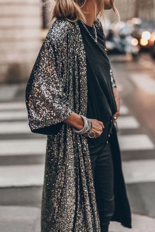 Kathiadress Stylish Party Sequined Cardigan Jacket