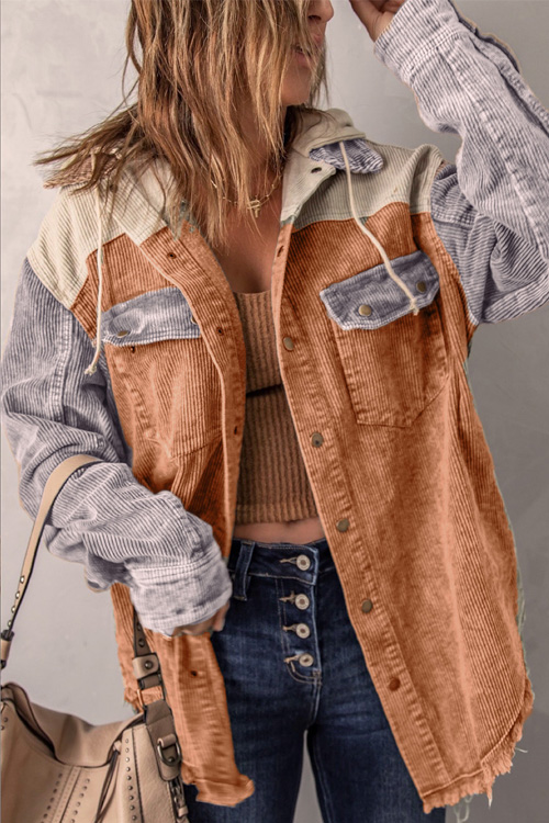 Kathiadress  Distressed double pocket hooded boyfriend style jacket