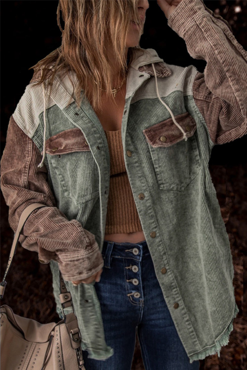 Kathiadress  Distressed double pocket hooded boyfriend style jacket