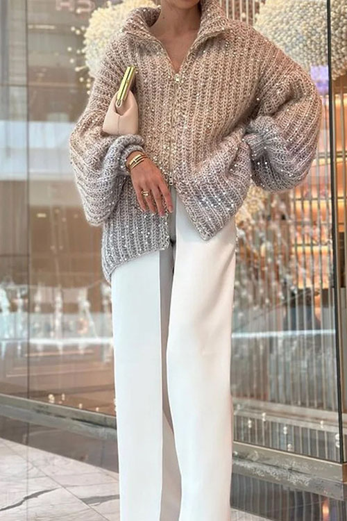 Kathiadress Premium comfortable sequined V-neck sweater
