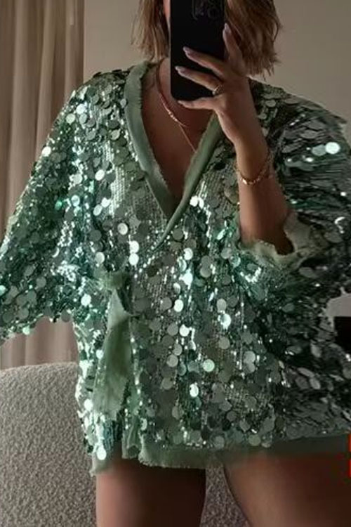 Kathiadress Fashionable sequined patchwork jacket