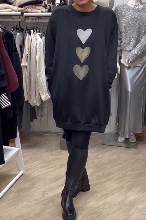 Kathiadress Casual Heart-Shaped Sweatshirt Dress