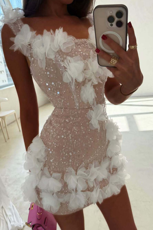 Kathiadress  Sequined floral halter dress