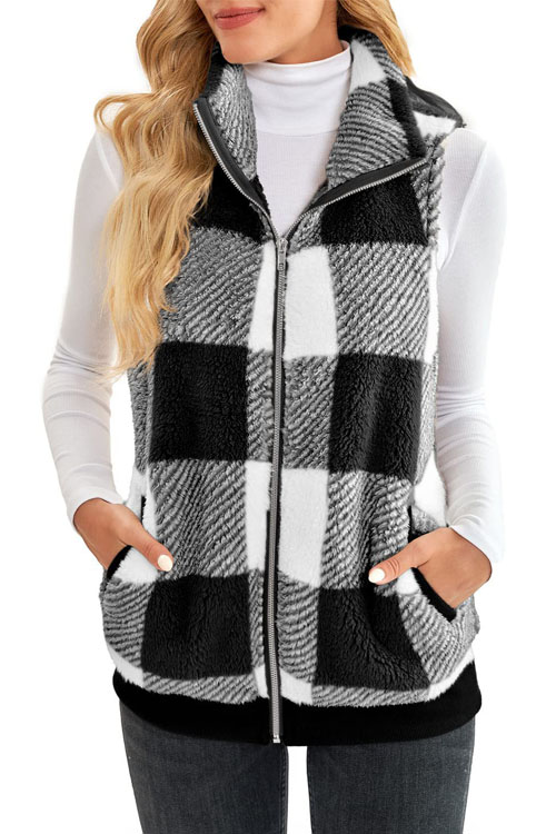 Kathiadress Thick double-sided velvet  stand collar sleeveless vest jacket